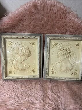 FABULOUS VINTAGE TURNER WALL ACCESSORIES - EAST & WEST WIND CAMEO PAIR BUSTS